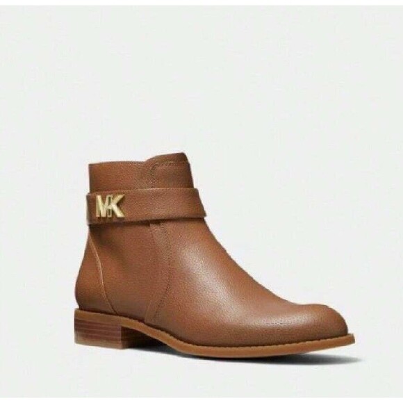 NEW MICHAEL KORS Women's Brown Jilly Faux Pebbled Leather Ankle Boots US 6 EU 36 - Picture 1 of 12